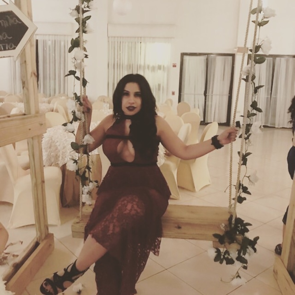 Burgundy lace dress